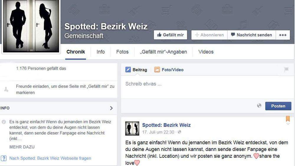 Auch auf der Seite „Spotted: Bezirk Weiz“ wird nach Autokennzeichen gesucht