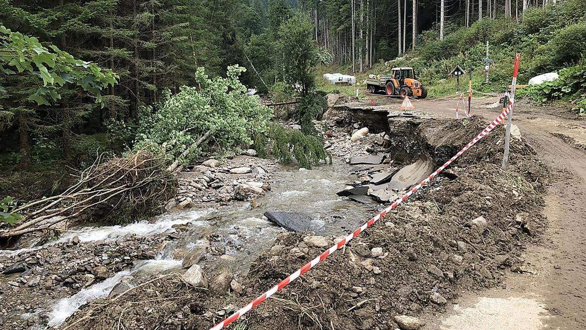 Das Unwetter hinterließ enorme Schäden in Obdach