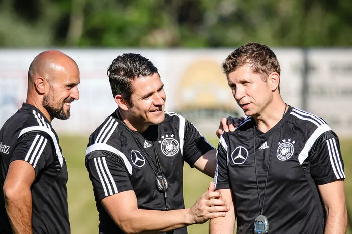Das Trainerteam - v.l. Co-Trainer Antonio di Salvo, Fitnesscoach Christian Schwend, Cheftrainer Guido Streichsbier.