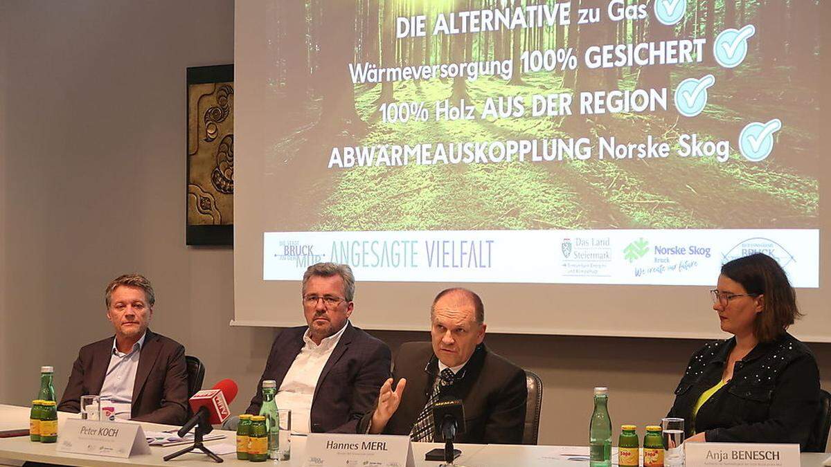 Gert Pfleger, Peter Koch, Hannes Merl und Anja Benesch präsentierten die Brucker Pläne
