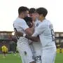 DORTMUND,GERMANY,05.NOV.24 - SOCCER - UEFA Youth League, Borussia Dortmund vs SK Sturm Graz. Image shows the rejoicing of Antonio Ilic, Leon Grgic, Youba Koita and Martin Kern (Sturm).
Photo: GEPA pictures/ Chris Bauer