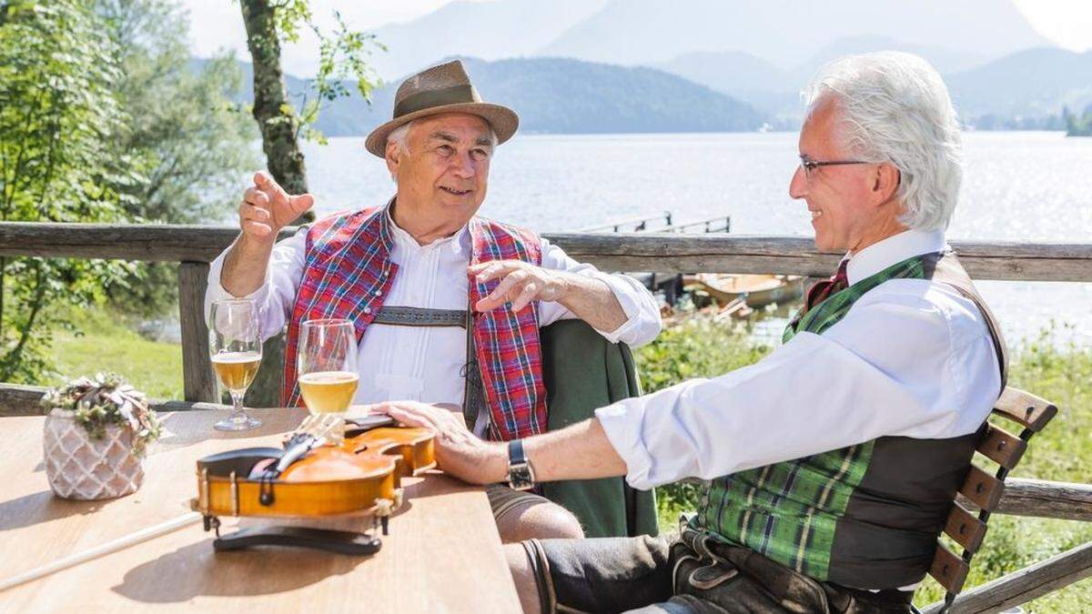 Bertl Göttl von Servus TV und Hannes Preßl von der Ausseer Bradlmusi