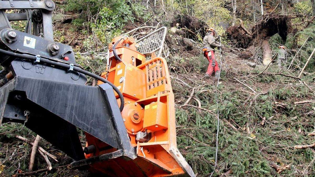 Im Lesachtal wurden durch den heftigen Sturm ganze Wälder zerstört. Die Aufräumarbeiten dauern noch an