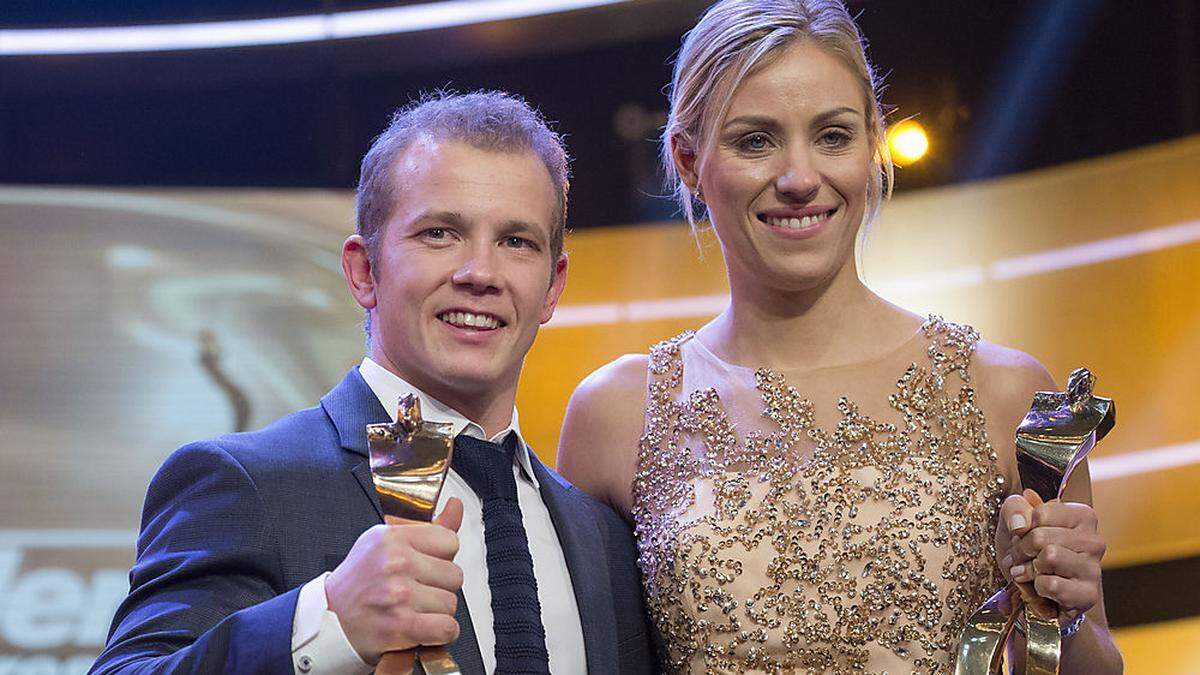 Fabian Hambüchen und Angelique Kerber mit ihren Auszeichnungen