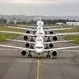 Ein Teil der Airbus-Familie in Toulouse, Frankreich