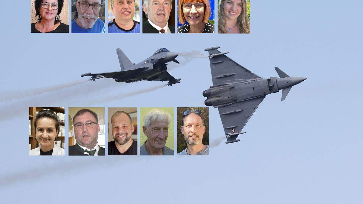 Ihre Meinung zur Airpower verrieten Elke Koini, Helmut Diethart, Siegfried Schlager, Heimo Feiel, Claudia Reibenbacher, Jana Kaiser (oben). Unten: Clara Gugg, Kurt Kreinbucher, Werner Rössler, Bernhard Kargl, Christian Schmidt  