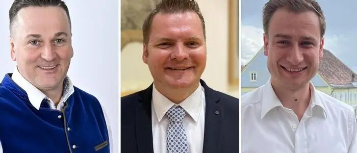 Aufgrund der Wahlergebnisse vor einem Jahr wurde es möglich: Patrick Weilharter, Markus Schiffer und Volkart Kienzl (von links) gehören zu den neuen Bürgermeistern in der Region