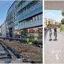 Nun werden auch beim Andreas-Hofer-Platz neue Schienen verlegt. Rechts: Mehr Platz für Radler und Fußgänger unter der Unterführung Peter-Tunner-Gasse