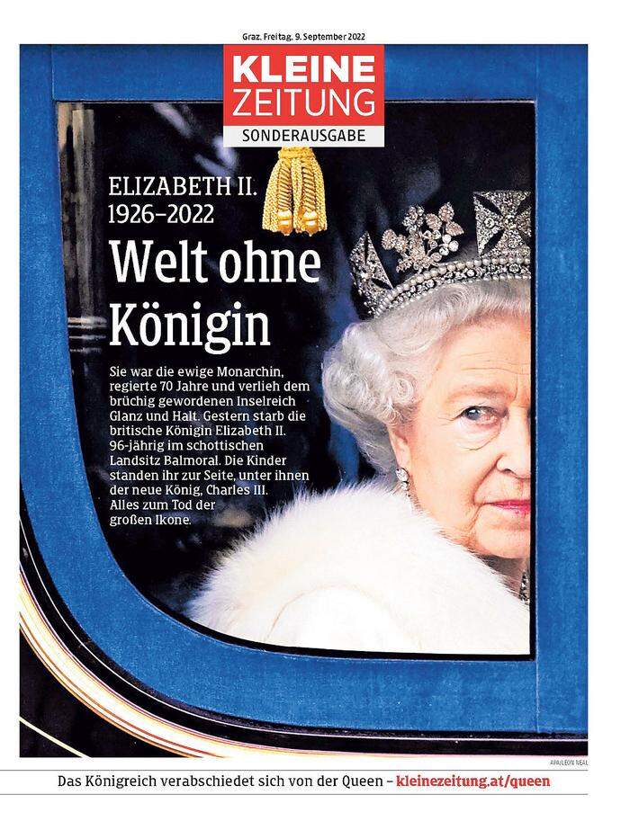 Preisgekrönte Titelseite zum Tod von Queen Elizabeth II.