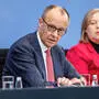 Kanzler Friedrich Merz (CDU) und Bärbel Bas, Bundesministerin für Arbeit und Soziales und SPD-Parteivorsitzende