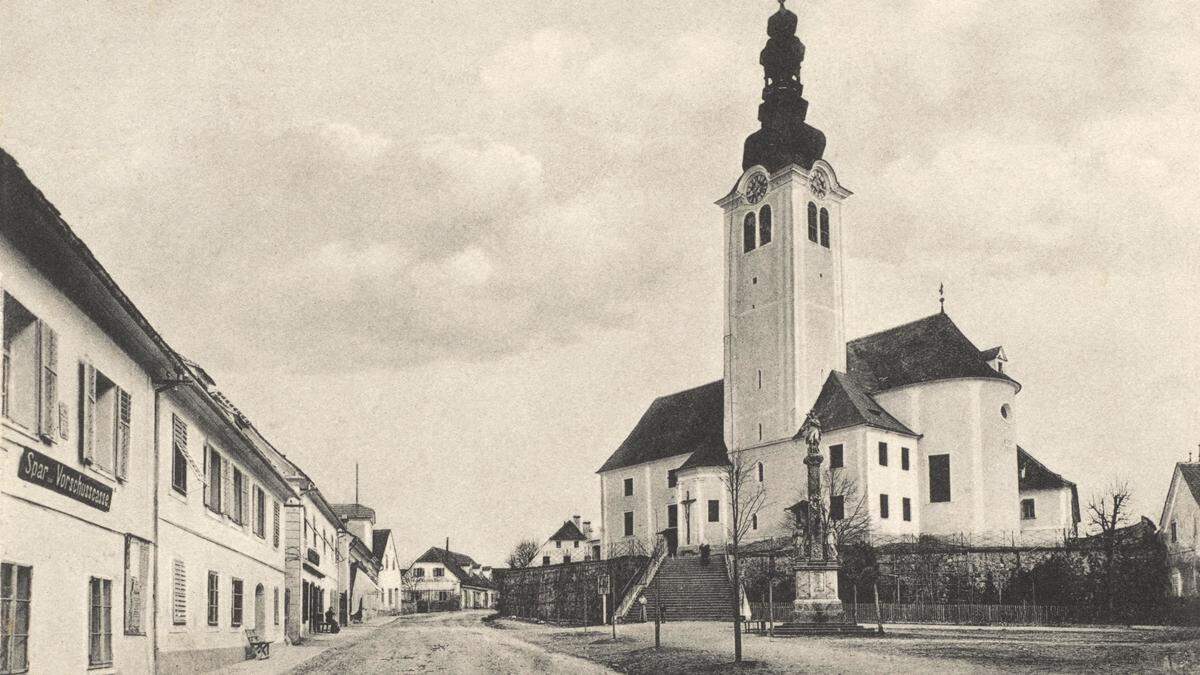 Eine historische Aufnahme vom Hauptplatz in St. Ruprecht an der Raab (Jahr 1910)