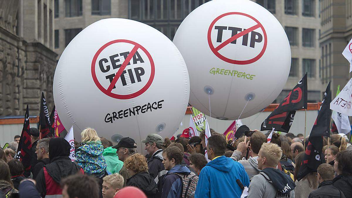 Demonstration gegen das umstrittene Handelsabkommen