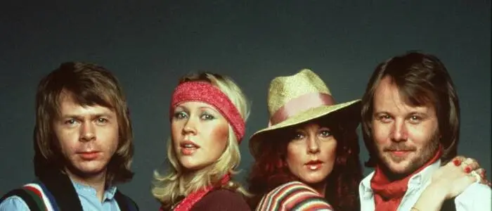 Bandfoto von ABBA aus dem Jahr 1976: Björn Ulvaeus, Agnetha Fältskog, Anni-Frid Lyngstad und Benny Andersson
