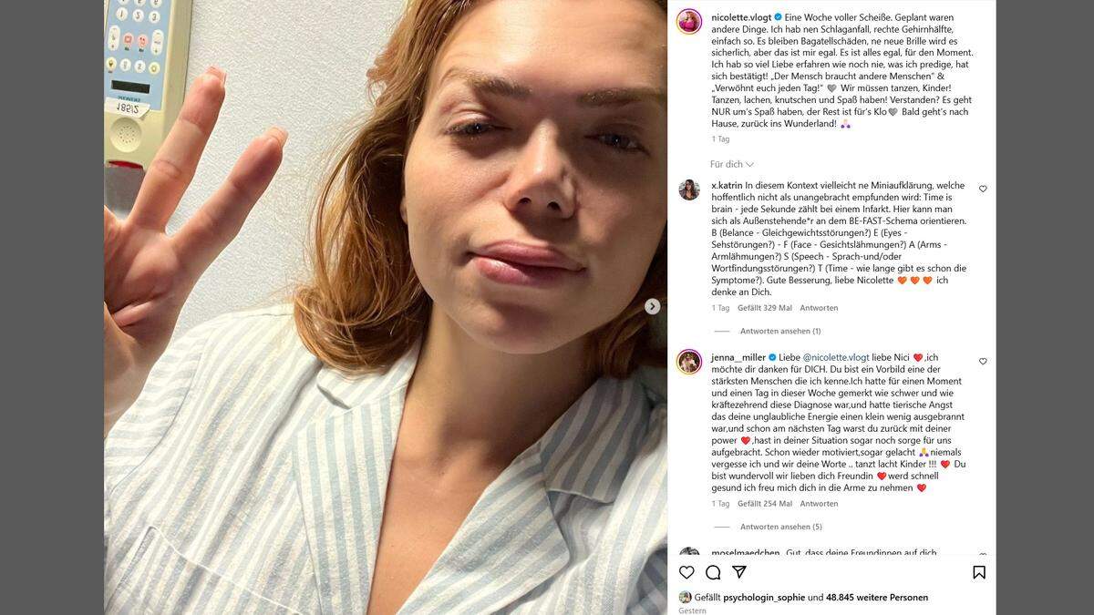 Nicolette Fountaris erlitt mit nur 36 einen Schlaganfall und warnt ihre Follower