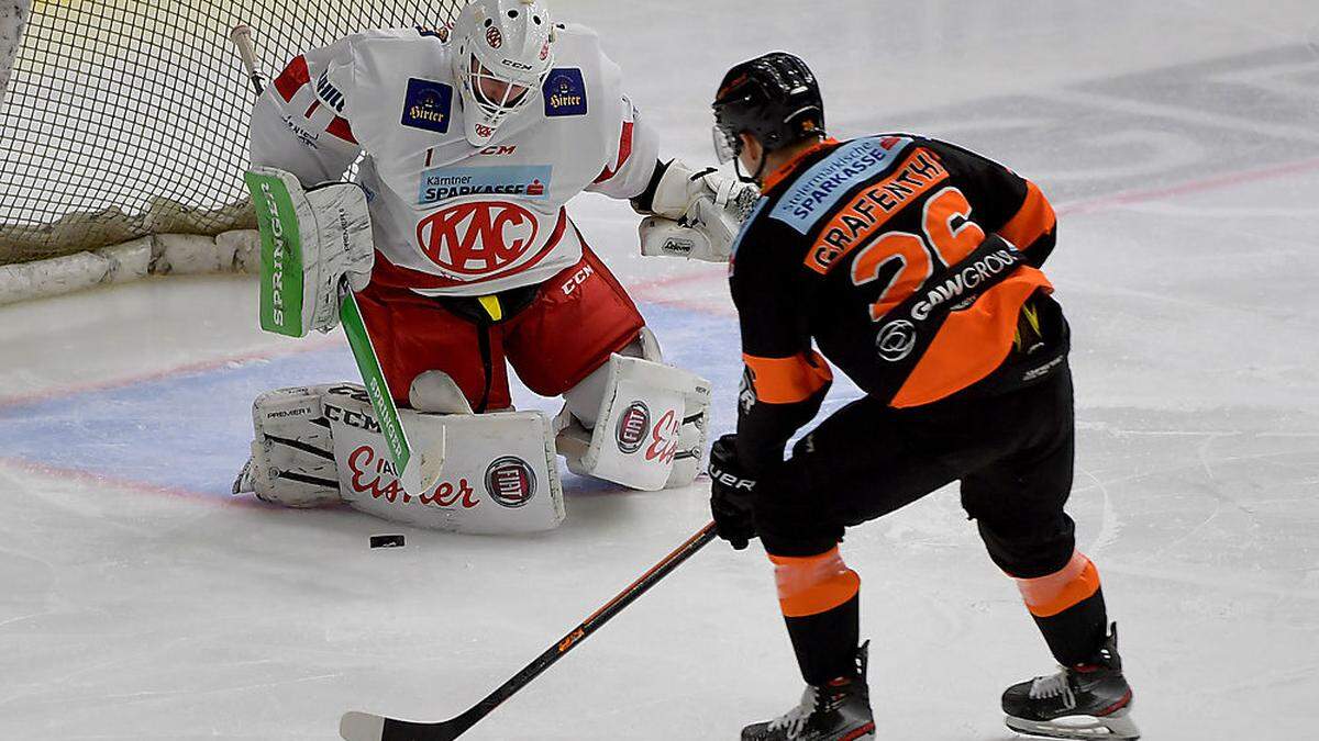 Jhonas Enroth feierte sein KAC-Debüt mit einem 5:2-Sieg in Graz