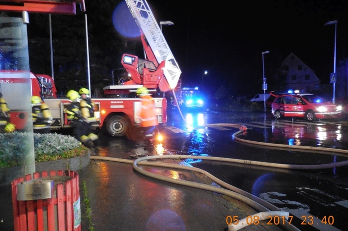 Um 23:45 Uhr konnte Brandaus gegeben werden. Parallel erfolgten weitere Alarmierungen der beiden Feuerwehren:  Brandmeldealarm bei M&amp;M, Überflutung in der August Stelzer-Straße, Überflutungen im Bereich Friedrich Mayer Beck-Straße, Nennersdorferstraße, Pampichlerweg (Verklausung), Kärntnerstraße und eine Verschlammung an der Kreuzung Nennersdorferstraße/Kärntnerstraße.