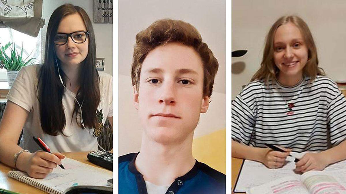 Julia Aigner, Markus Goldberger und Leonie Steinwender bereiten sich derzeit zu Hause auf die Matura vor