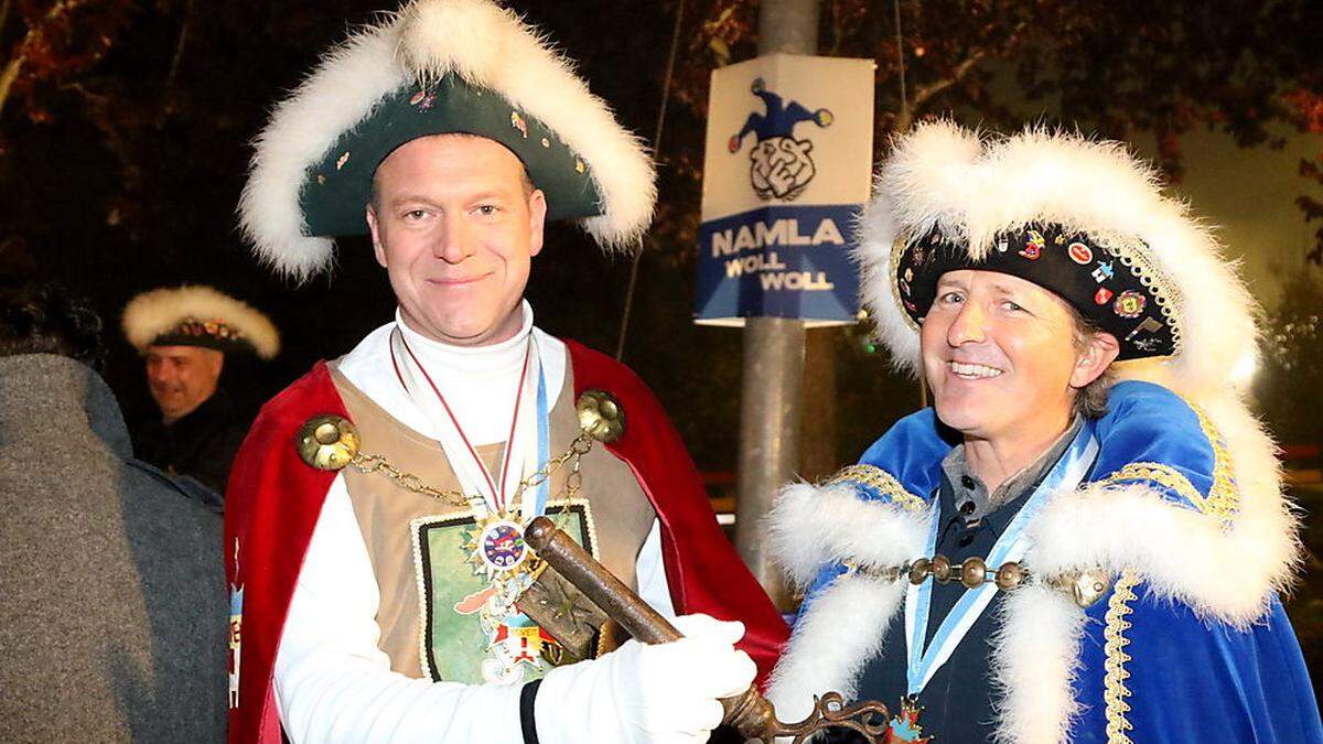 Den St. Veiter Stadtschlüssel fest in der Hand: Michael Huber und Andy Kainz 