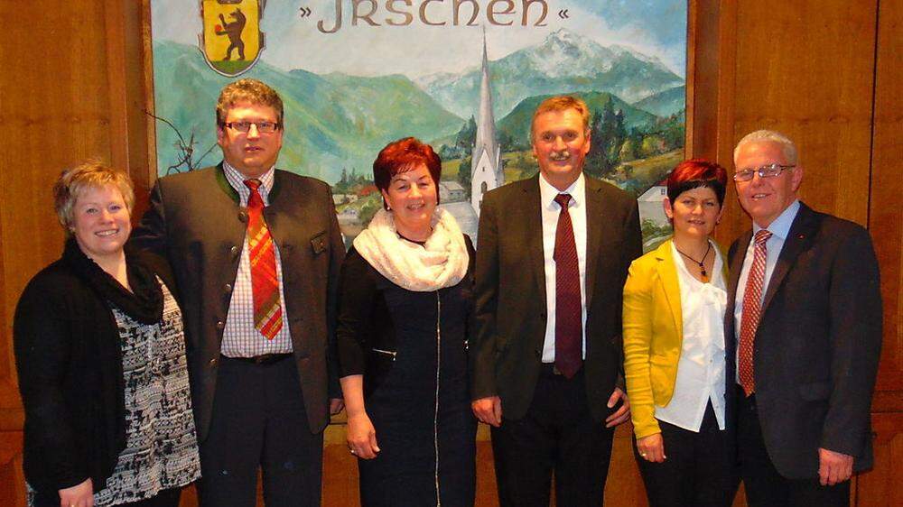 Vizebürgermeister Manfred Dullnig, Bürgermeister Mandler, Vizebürgermeister Alfred Tiefnig jeweils mit Gattin (von links)