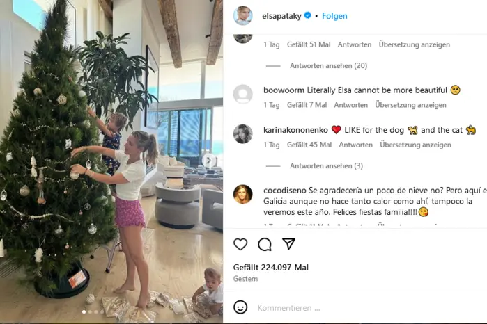 Früh übt sich :) Die Kinder von Elsa Pataky und Chris Hemsworth schmücken gemeinsam mit ihrer Mama den Christbaum