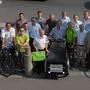 Vertreter der Stadtgemeinde, des Landes, der Baubezirksleitung und Verkehrsplaner waren mit Fahrrädern in der Stadt unterwegs, um die aktuelle Situation für den Fahrradverkehr in Feldbach zu erheben 