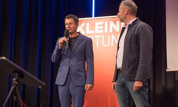 Geschäftsleiter Oliver Bergauer und CR-Stv. Uwe Sommersguter eröffneten das 2. Primus-Wissensforum der Kleinen Zeitung