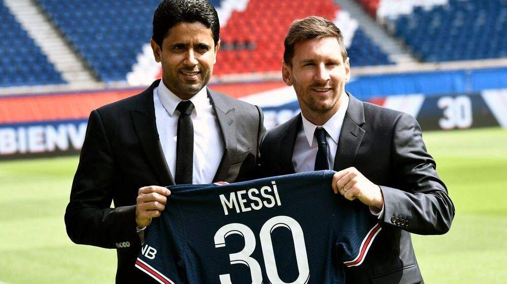 Nasser Al-Khelaifi und Lionel Messi 
