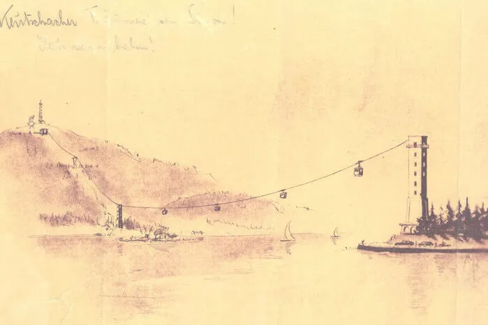Die derzeit heftig diskutierten Pläne für eine Seilbahn von Pörtschach auf den Pyramidenkogel sind nicht die ersten dieser Art. Schon 1953 gab es solche Überlegungen, auch erste Skizzen wurden angefertigt.