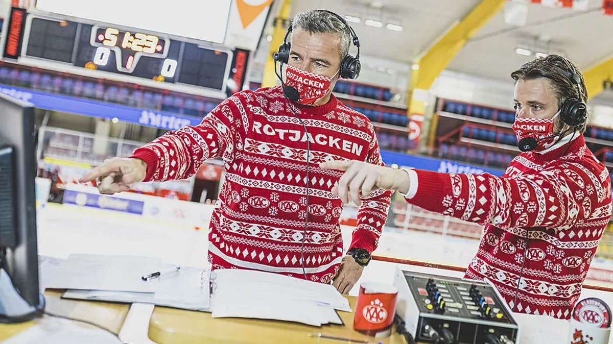 Joschi Peharz und Marc Brabant sind die Moderatoren bei den KAC-Heimspielen