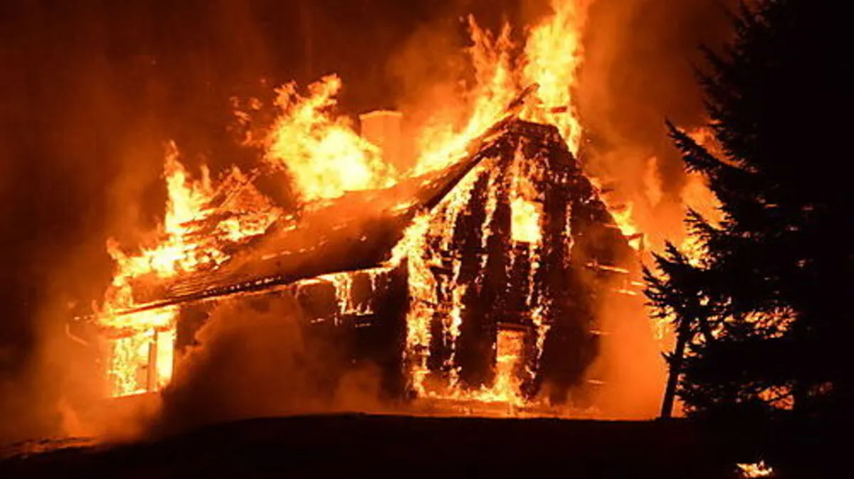 Das Jagdhaus in Vollbrand