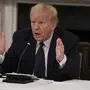 President Donald Trump speaks during a meeting with restaurant industry executives about the coronavirus response, in the State Dining Room of the White House, Monday, May 18, 2020, in Washington. (AP Photo/Evan Vucci)