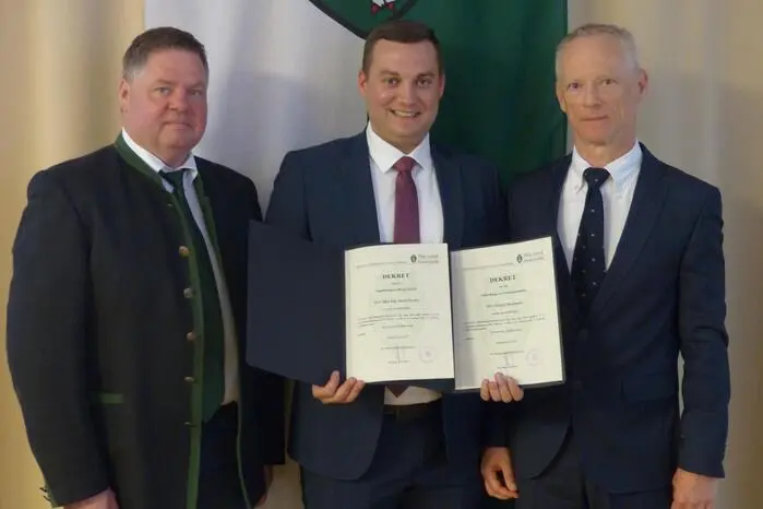 Bad Radkersburg war entschuldigt, so wurden als nächstes David Tischler als Bürgermeister und Gerhard Kaufmann als Vizebürgermeister von Deutsch Goritz angelobt