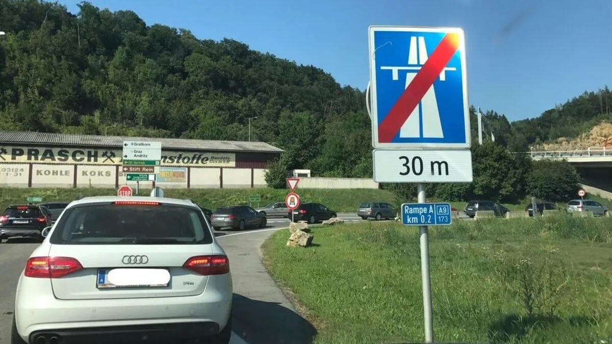 Sogar bei der Abfahrt Gratkorn staute es sich