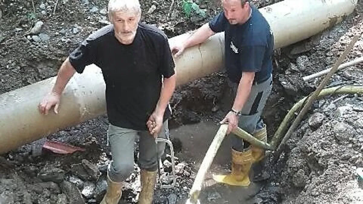 Der Rohrbruch im Rudnigg-Bach in Griffen wird saniert