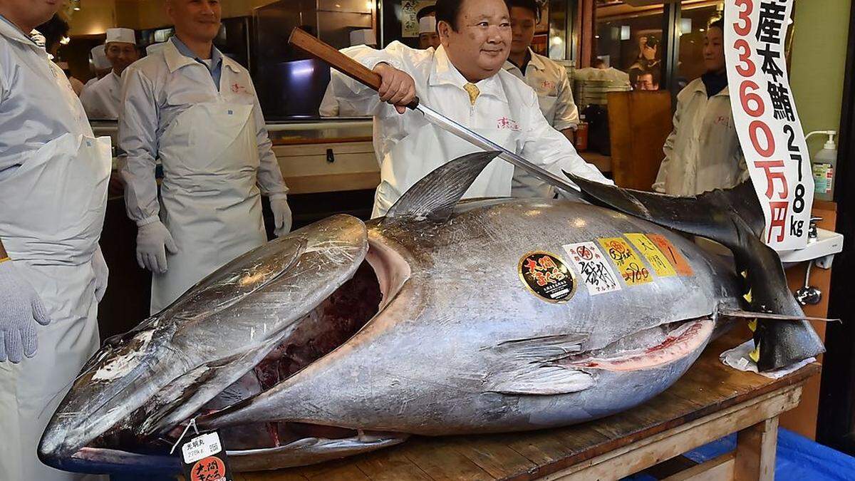 Kiyoshi Kimura mit dem Millionen-Thunfisch