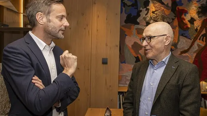 Kleine-Zeitung-Chefredakteur Wolfgang Fercher mit dem Flughafen-Triest-Präsident Antonio Marano