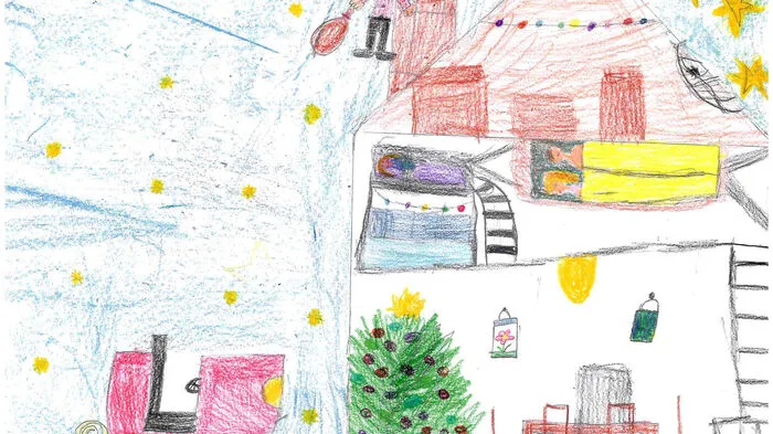 Julia Schriebl (8, Foto links) aus Voitsberg und ihre Freundin Laura Kiedl haben im Volkshilfe Schülerhort gemeinsam dieses Bild vom Besuch des Weihnachtsmanns gemalt. Die beiden lieben es auch, in der Adventzeit Weihnachtslieder zu singen.