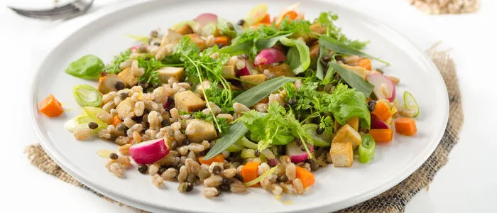 <strong>Gemüse-Pfanne mit Tofu und Dinkel</strong>