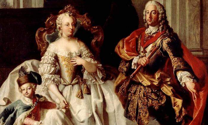 Ausschnitt aus dem Gemälde "Die Frau Kaiser" mit ihrem Mann Franz I. Stephan und ihrem Sohn, dem späteren Kaiser Joseph II. 