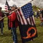 Anhänger der Verschwörungstheorie QAnon bei einer Demonstration am 26. September 2020 in Portland, Oregon