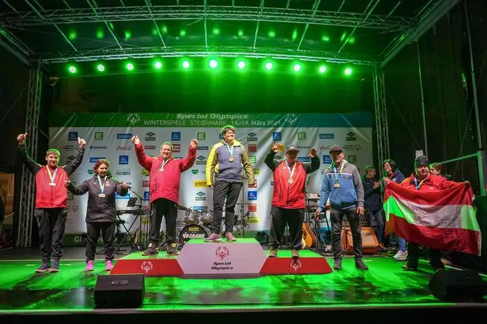 GRAZ,AUSTRIA,16.MAR.24 - SPECIAL OLYMPICS - National Winter Games 2024 award ceremony. Image shows competitors.
Photo: GEPA pictures/ Kevin Hackner