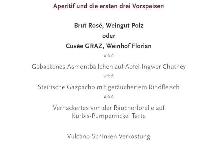 Im Rahmen der Menüfolge wurden. . .