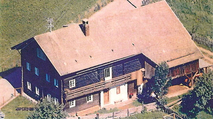 Das Haus vulgo Jaggale in Lamnitz, altes Foto aus dem Jahr 1952