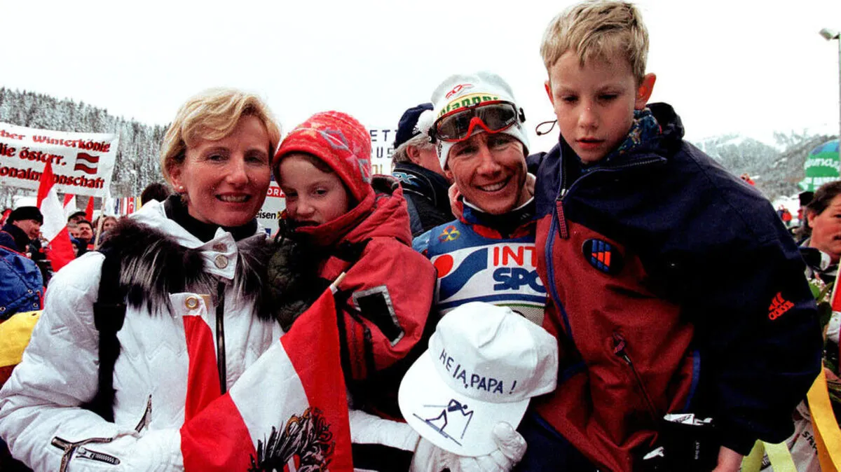 Roswitha, Teresa, Alois und Luis Stadlober bei der WM 1999