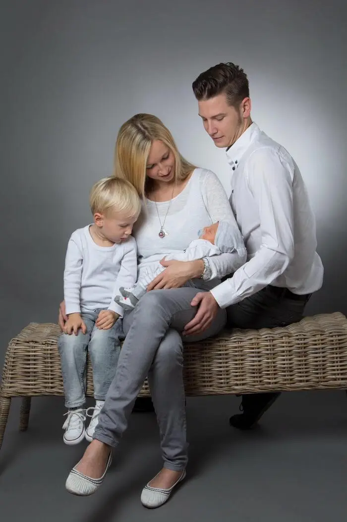 Mit Sohn Luca und Matteo als Baby