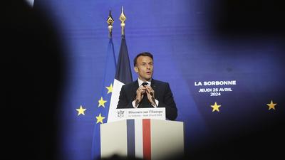 Der französische Präsident Emmanuel Macron bei seiner Rede an der Pariser Universität Sorbonne