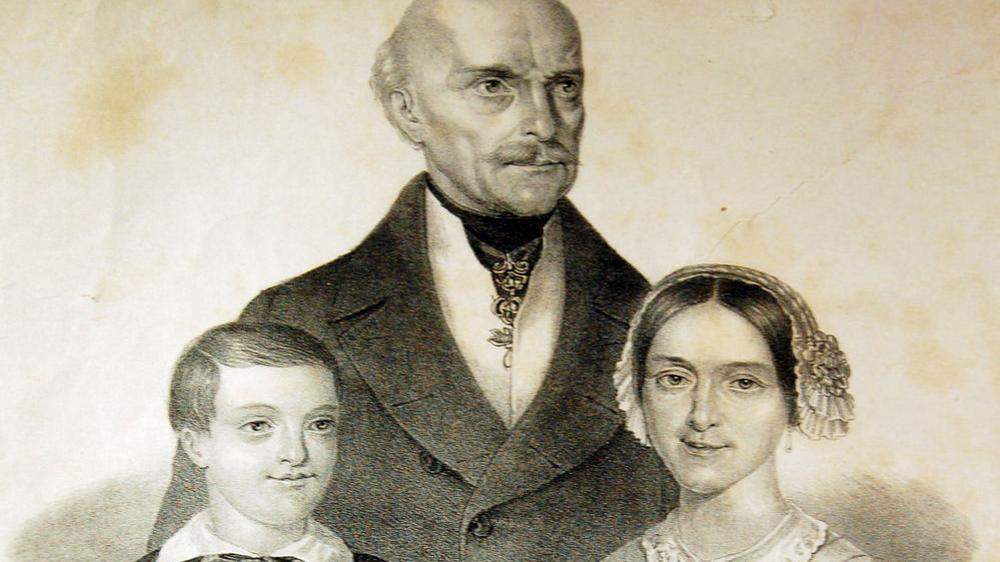 Erzherzog Johann mit seiner Frau Anna und dem Sohn Franz