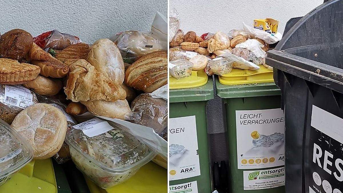 Ein Grazer gibt an, er habe diese Lebensmittel aus der Restmülltonne vor einem Supermarkt geholt