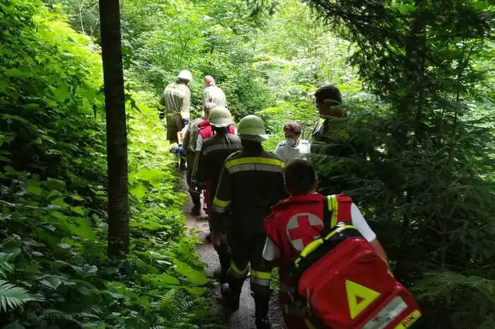 Vier Mitglieder der Bergrettung Schwanberg rückten  gemeinsam mit drei Einsatzkräften des Roten Kreuzes und der Feuerwehr Oberhaag (10 Einsatzkräfte) zu dem Einsatz aus. Auch ein praktischer Arzt aus Oberhaag, Dr. Thonberger, wurde hinzugezogen.