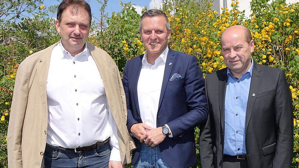 Der steirische FP-Spitzenkandidat Mario Kunasek (Mitte) mit Anton Kogler und Erich Hafner
